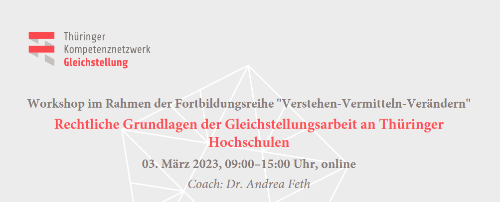 Workshop: Rechtliche Grundlagen der Gleichstellungsarbeit an Thüringer Hochschulen